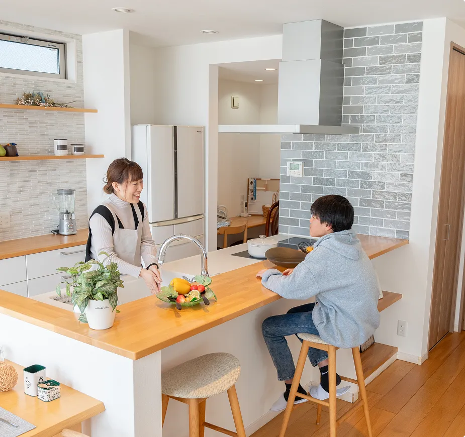 家族と繋がるオープンキッチン